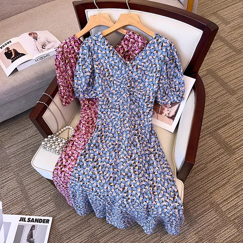 Exclusive Access Plus Size V Neck Floral Korean Midi Dress