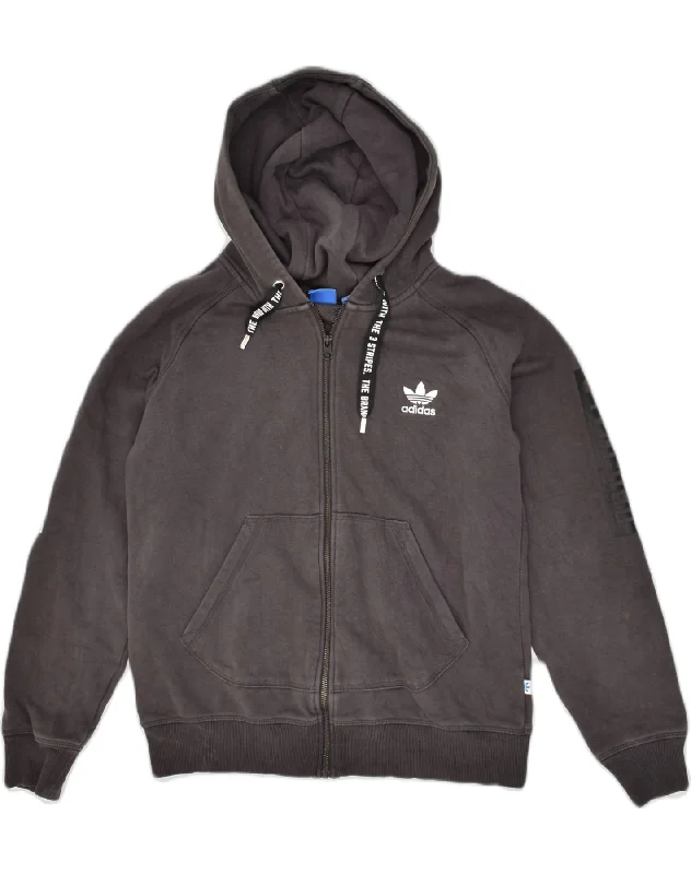 Discount Deals ADIDAS Womens Graphic Zip Hoodie Sweater UK 16 Large Grey Cotton