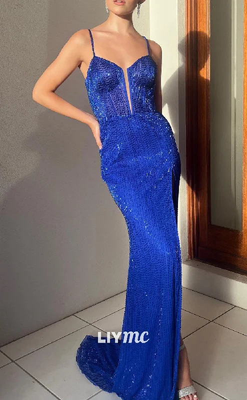 Price Rollback LP2071 - Sweetheart Sleeveless Beaded Sparkly Mermaid Prom Dress