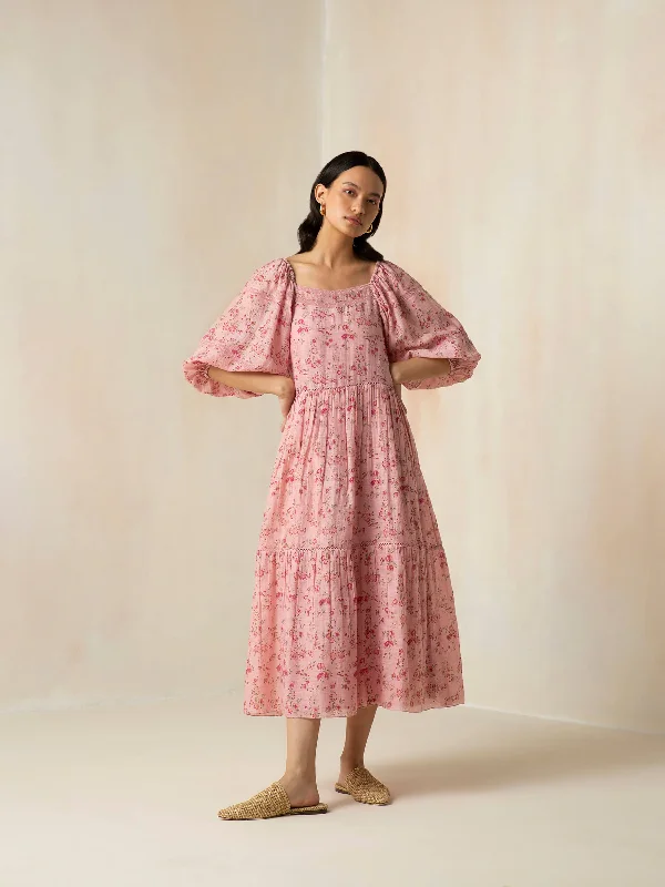 Flamingo Peasant Maxi Dress