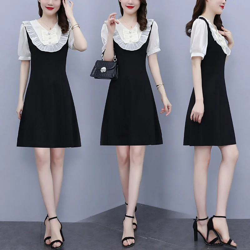 Fantastic Deals Plus Size White Frill Buttons Japanese Dress