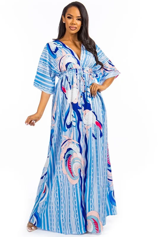 Unmissable Offer SEXY MAXI DRESS BLUE MULTI