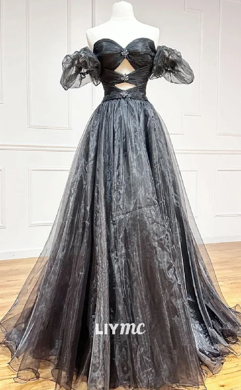 Blowout Sale LP1883 - Black A-Line Organza Long Prom Dress, Black Formal Evening Dress Blowout Sale LP1883 - Black A-Line Organza Long Prom Dress, Black Formal Evening Dress