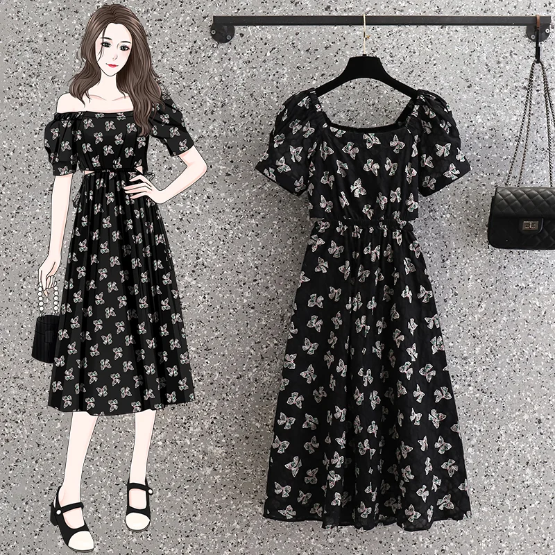 Mega Sale Plus Size Korean Ribbon Off Shoulder Dress