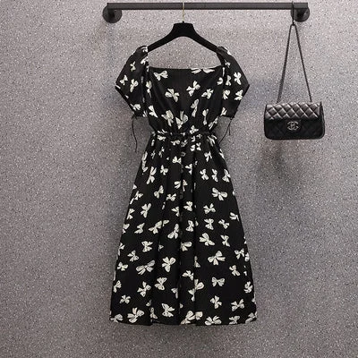 Exclusive Preview Plus Size Square Neck Ribbon Dress