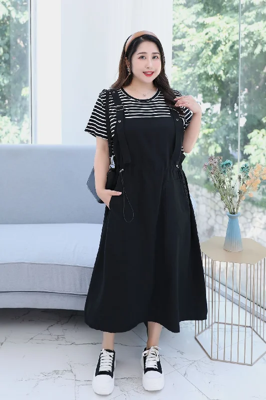 (5XL-8XL) Plus Size Mock 2 Piece Suspender Dress (Extra Big Size)