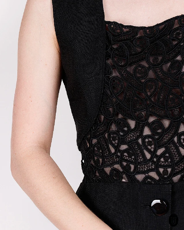 Great Deals 1990s Valentino Black Linen Dress S