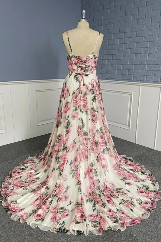 Major Savings Stylish V Neck Backless Floral Pattern Long Prom Dress, V Neck Floral Pattern Formal Evening Dress Major Savings Stylish V Neck Backless Floral Pattern Long Prom Dress, V Neck Floral Pattern Formal Evening Dress