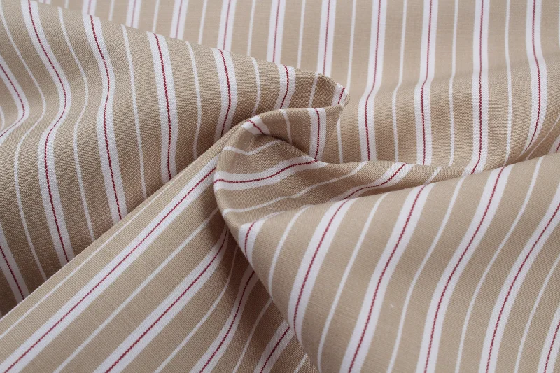 Act Now Organic Cotton Poplin Stripes - Beige - 3 Variants Available