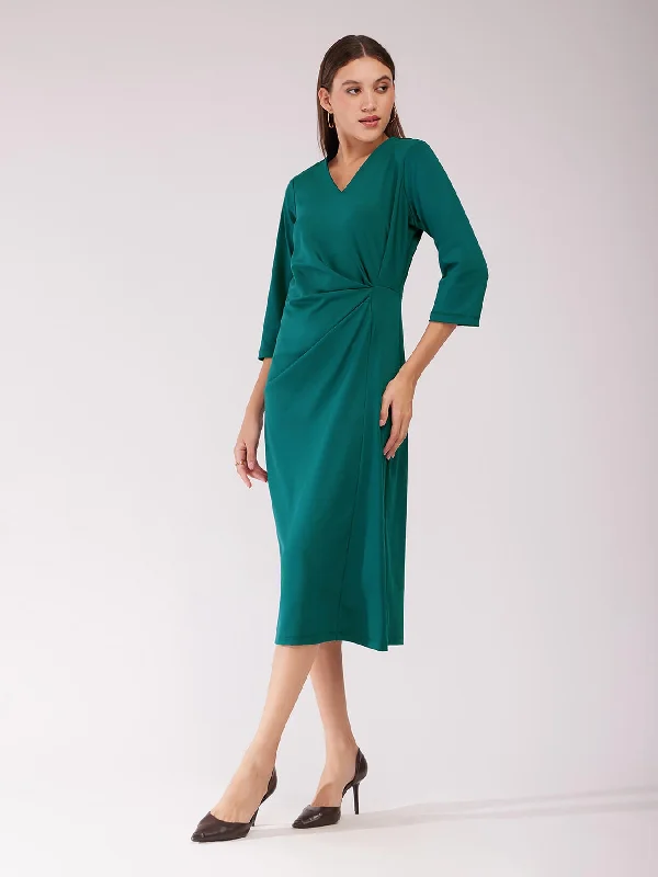 Markdowns Sheath Draped Dress - Teal