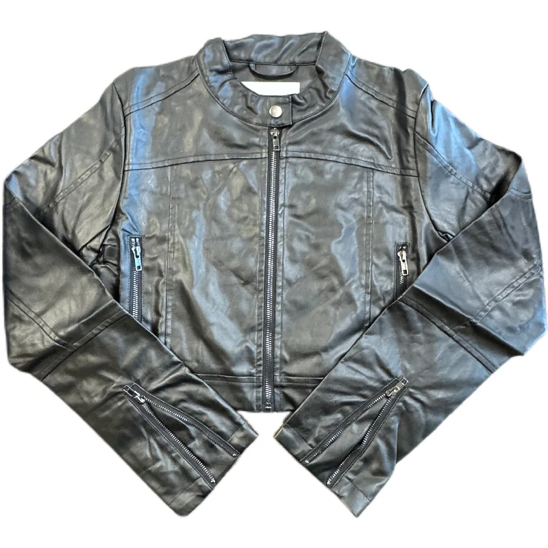 Best Deals Vegan Leather Cropped Moto Jacket