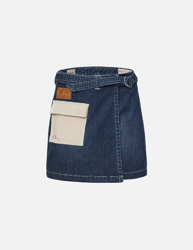 Huge Discounts Logo Denim Skirt with Cargo Pocket