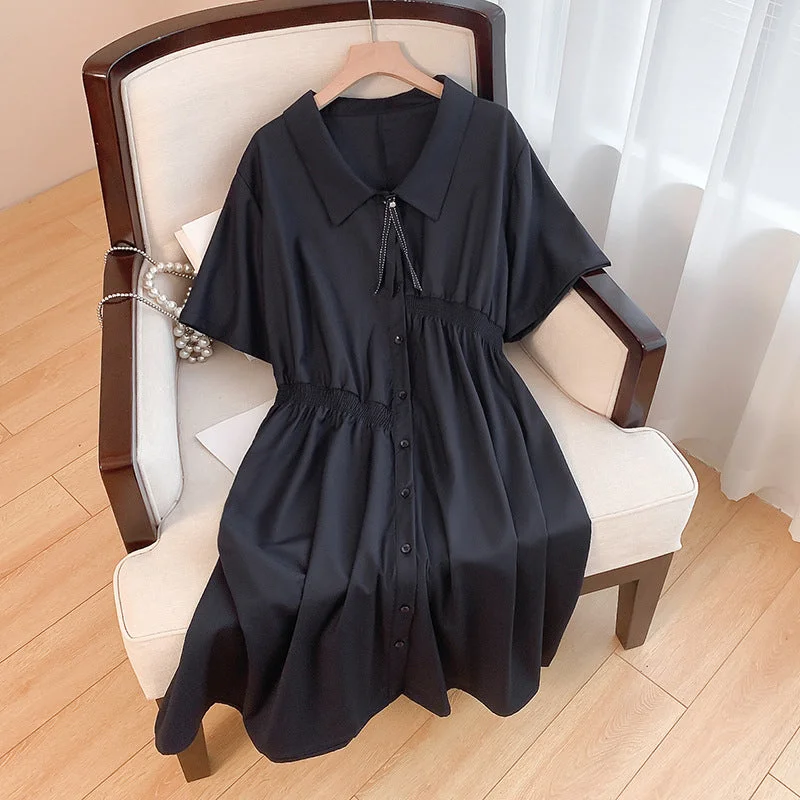 Can't Be Beat Plus Size Irregular Brooch Shirt Dress (EXTRA BIG SIZE)