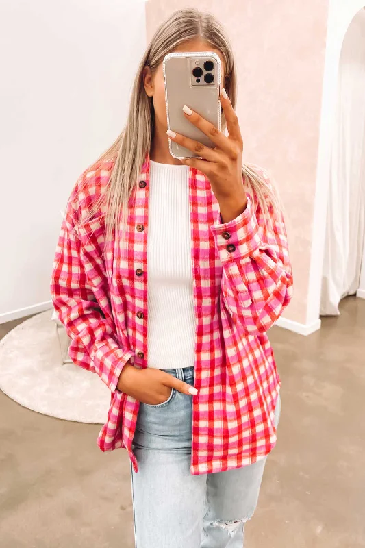 Price Smash Ivy Shacket Pink Red