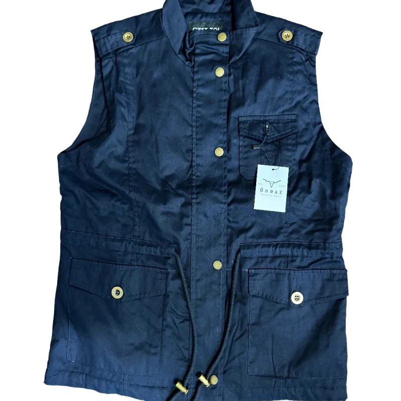 Clearance Items Navy Fur Vest w/o Hood