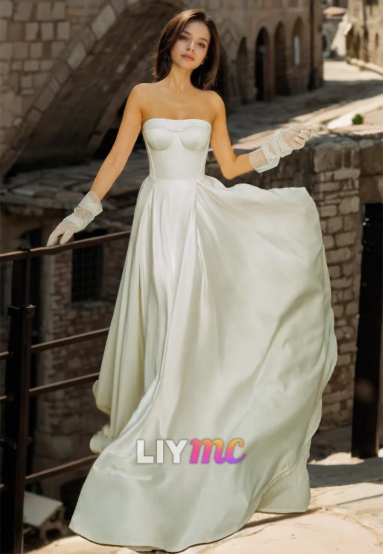 New Markdowns Sweetheart Sleeveless Sleek Pleated A-Line Wedding Dress