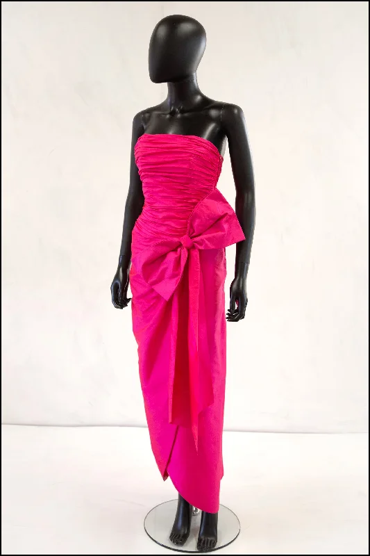 Big Savings Vintage 1980s Pink Silk Bow Dress