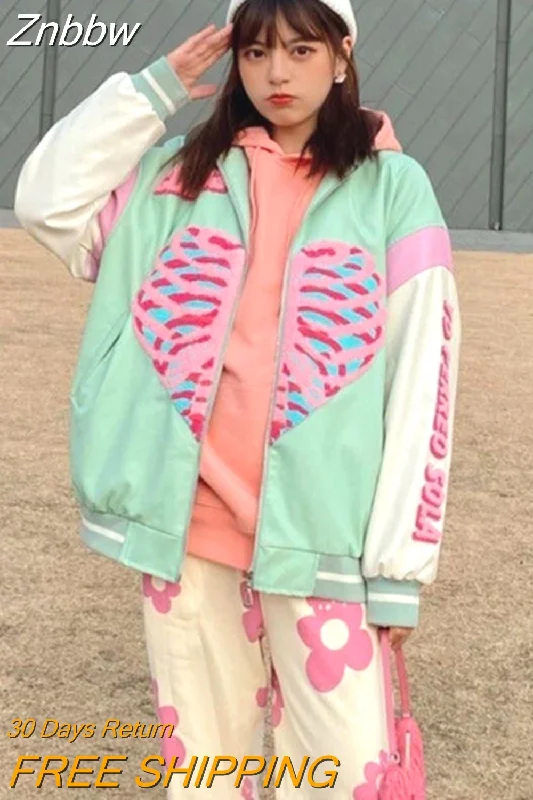Bonus Savings Znbbw Spring Fashion Heart Printing Baseball Jacket Couple Clothes Jacket Women Coat Women Korean Tops Women Oversized Jacket Hot Bonus Savings Znbbw Spring Fashion Heart Printing Baseball Jacket Couple Clothes Jacket Women Coat Women Korean Tops Women Oversized Jacket Hot