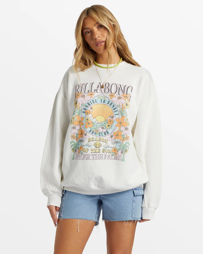 Billabong Womens Ride In Crewneck Sweatshirt - Salt Crystal