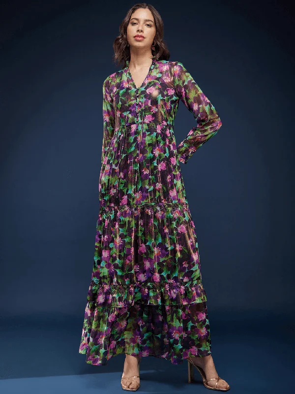 Overstock Sale Chiffon Tiered Dress - Multicolour