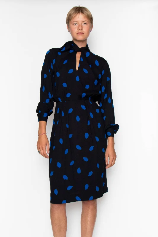 Super Bargain 1980s Yves Saint Laurent Rive Gauche Black Silk Dress XS
