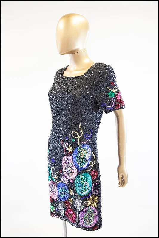 Big Discounts Vintage 1980s Sequin Novelty Party Dress