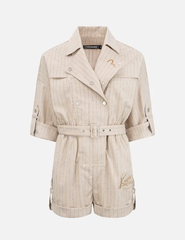Take Advantage Stripe-pattern Belted Jumpsuit