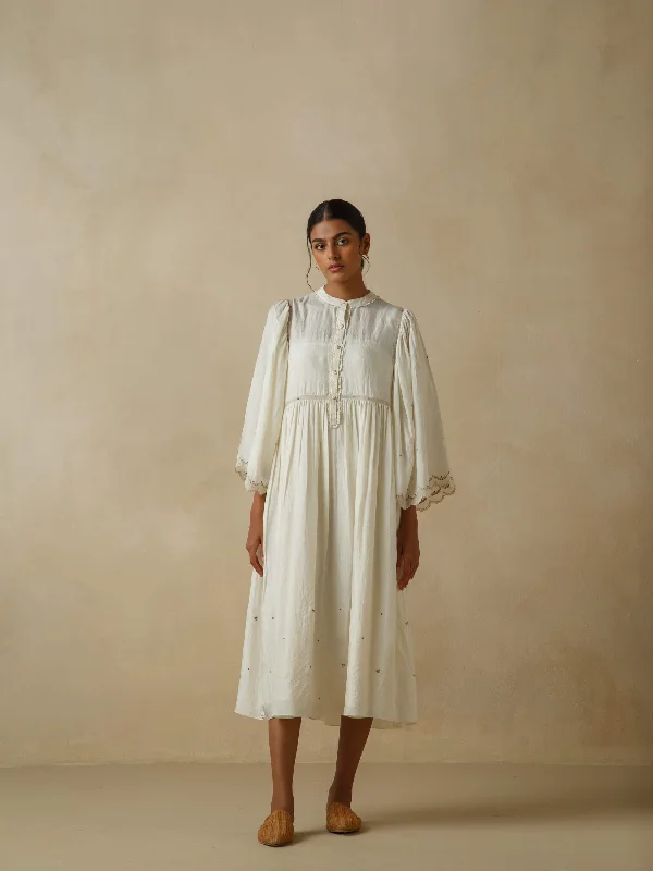 Exclusive Deal Cloud Dancer Silk Dress