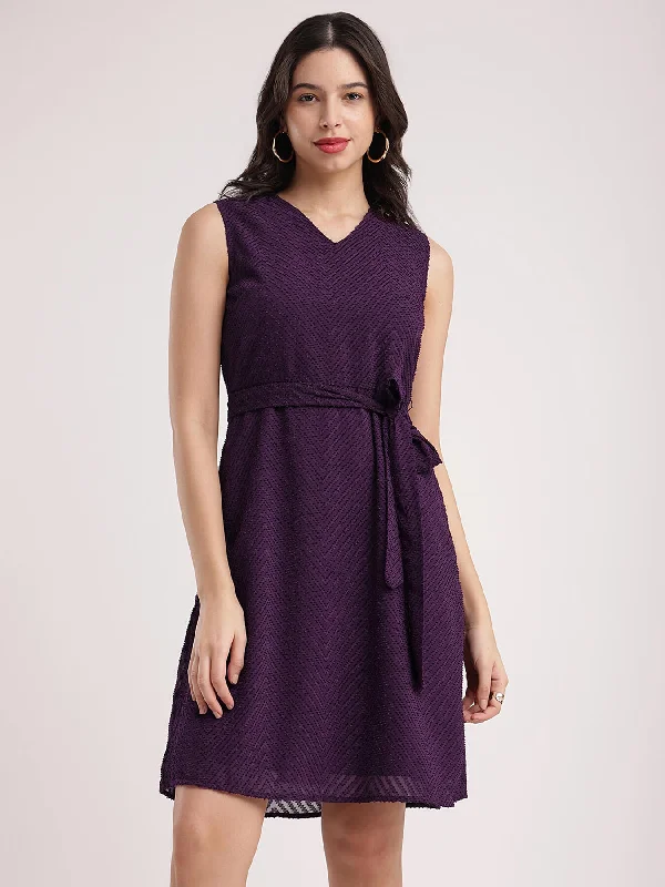 Best Deals Fit And Flare Dress - Purple