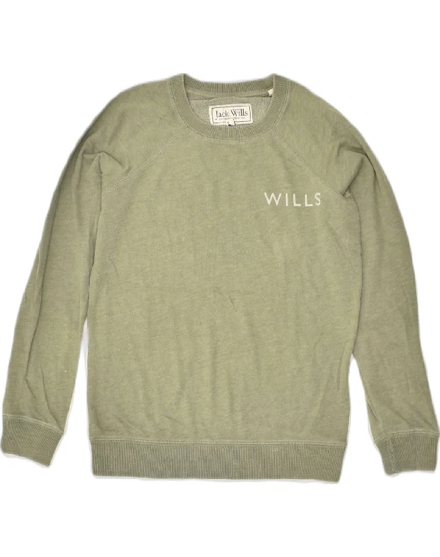 JACK WILLS Womens Sweatshirt Jumper UK 6 XS Green Cotton