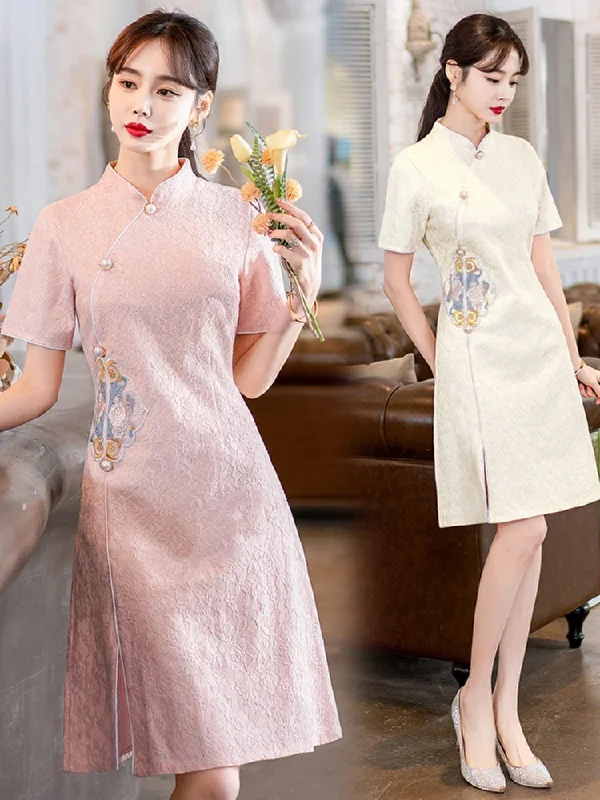 Plus Size Pastel Oriental A Line Cheongsam Dress