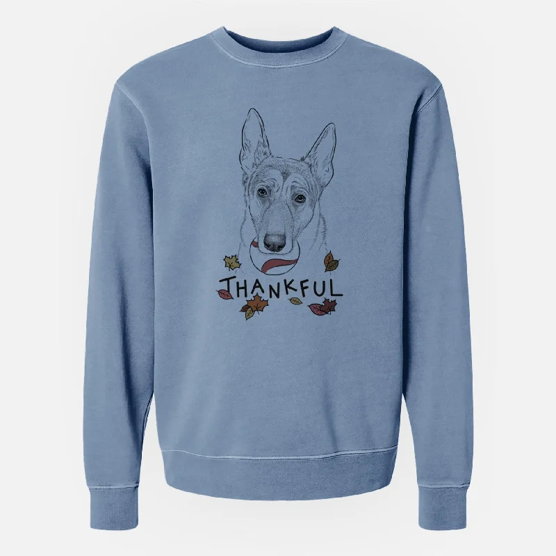 Thankful Greta the German Shepherd - Unisex Pigment Dyed Crew Sweatshirt