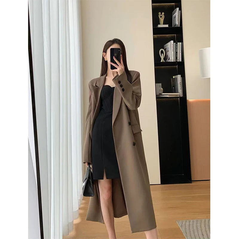 Znbbw Trench Coat Women Office Lady Elegant Double Breasted Blazer Jacket Streetwear Overcoats Korean Harajuku Casual Windbreaker