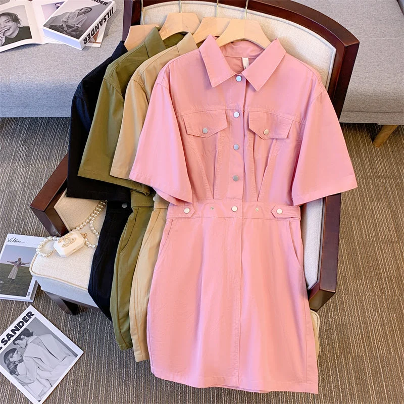 Steals and Deals Plus Size Utility Shirt Dress