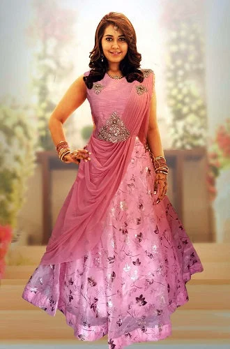 Deal Zone L7, Pink Saree Gown (Raashi Khanna), Size (XS-30 to XXL-42)