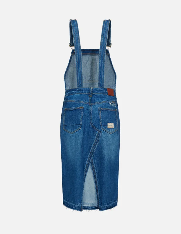 Holiday Sale Seagull Embroidered Denim Dungaree Dress