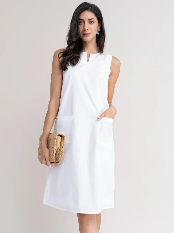 Deal of the Day Cotton A Line Dress - White