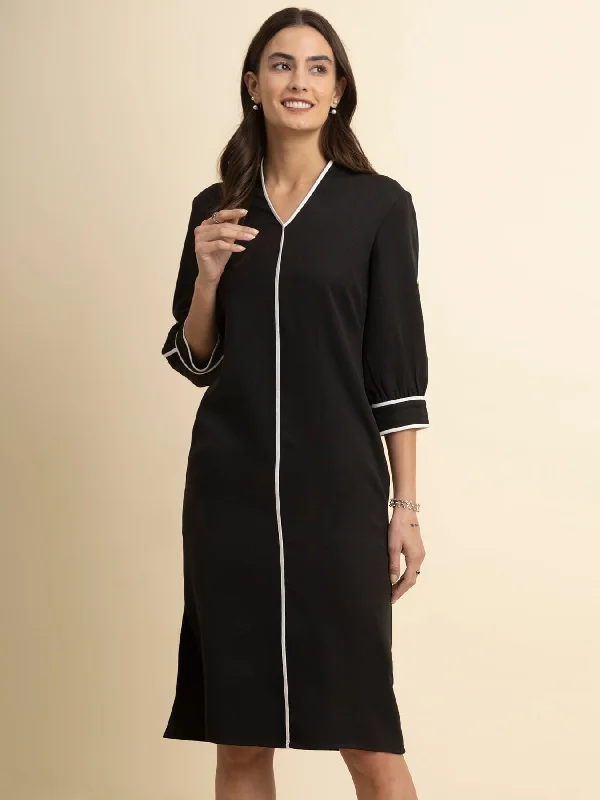 Deal Mania Colour Block Dress - Black and White