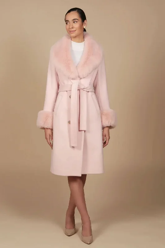 Price Drop 'Marlene' Cashmere and Wool Coat in Rosa