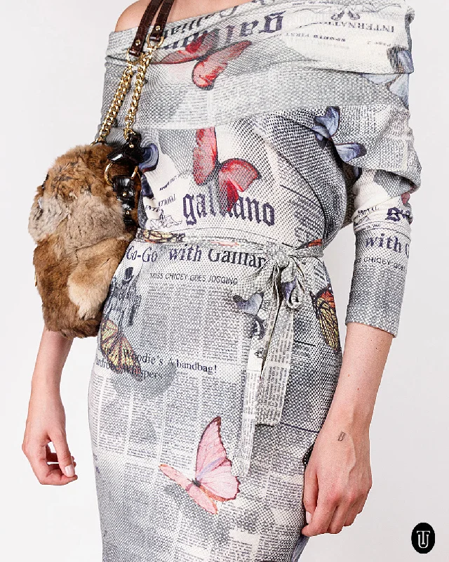 Hurry In 2000s Galliano wool Newspaper Dress M