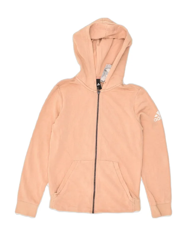 Best Seller ADIDAS Womens Zip Hoodie Sweater UK 8-10 Small Orange Cotton