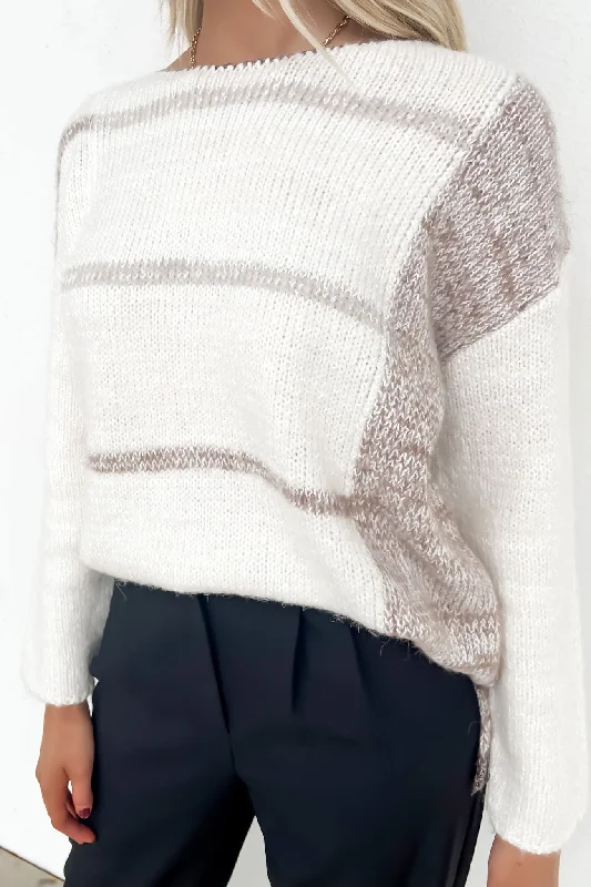 Deal Dash Lina Knit Jumper White Brown