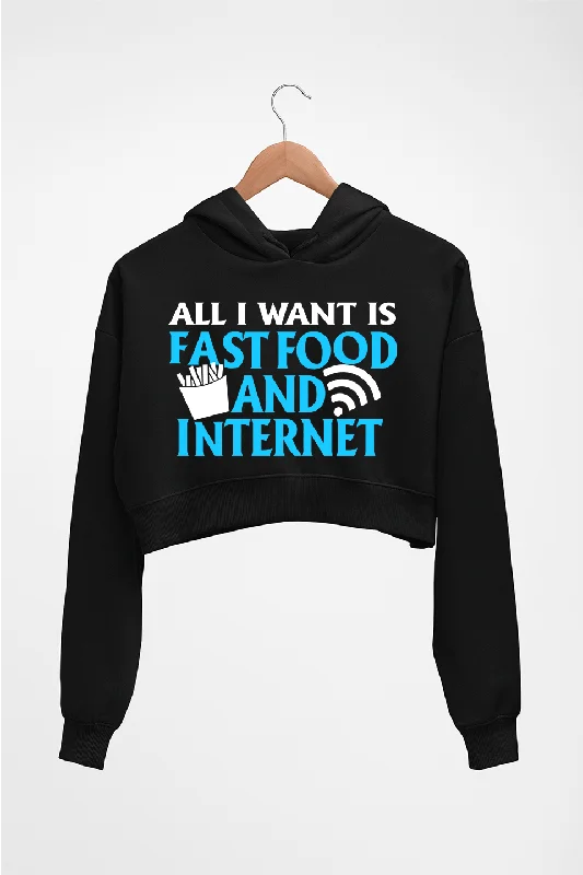 Can't Miss Fast Food and Internet Funny Crop HOODIE FOR WOMEN