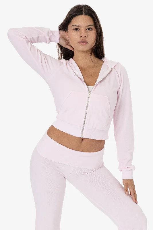 New Markdowns VLR310GD - Garment Dye Velour Mid-Length Zip-Up Hoodie