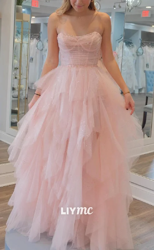 Price Break LP2139 - Sweetheart Sleeveless Tulle Tiered Ball Gown Cute Prom Dress