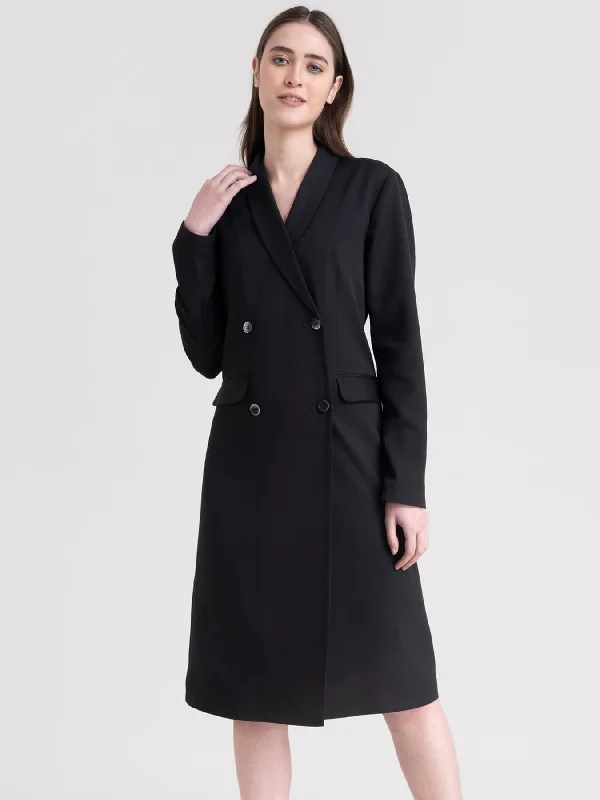 Special Promotion Blazer Button Down Dress - Black