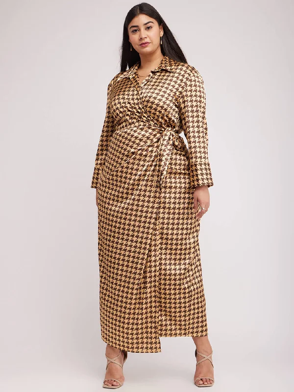Low Prices Satin Stretch Maxi Dress - Brown