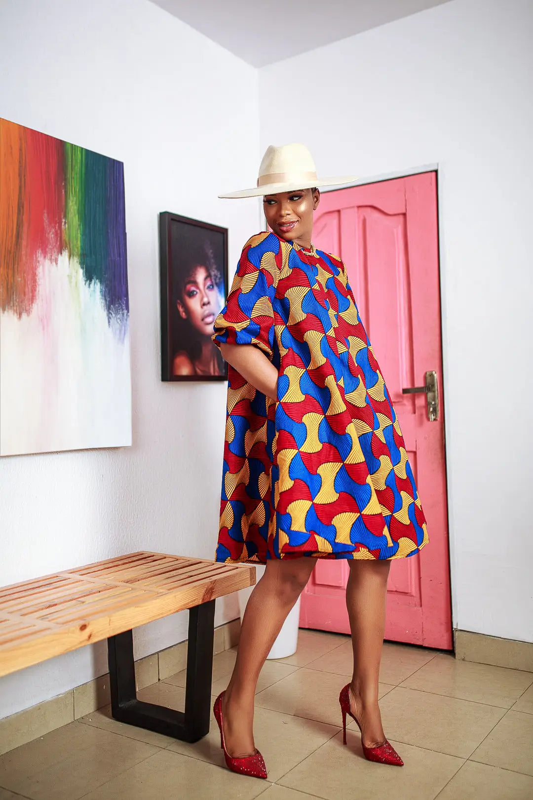 New Deals Amina African Print A-Line Dress