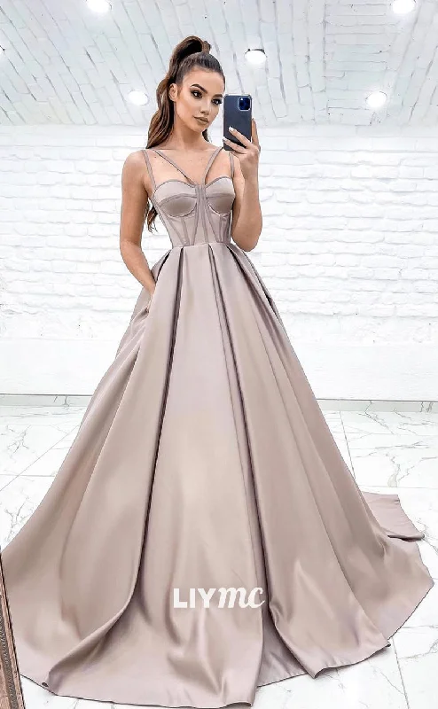 Final Markdown LP628 - A Line V Neck Cut Outs Satin Long Prom Party Dress With Sweep Train Final Markdown LP628 - A Line V Neck Cut Outs Satin Long Prom Party Dress With Sweep Train