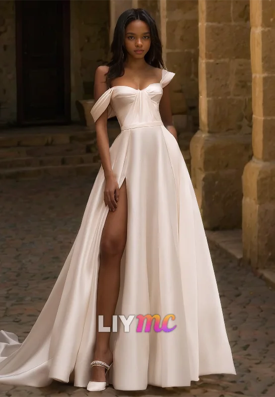 Markdowns Sweetheart Strapless Sleeek Pleated A-Line Wedding Dress